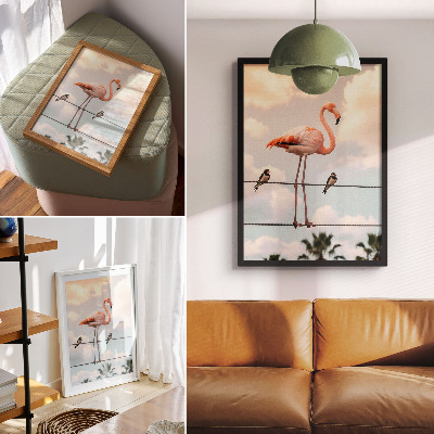 Kunstdruck leinwand Flamingo am Kabel
