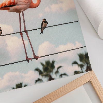 Kunstdruck leinwand Flamingo am Kabel