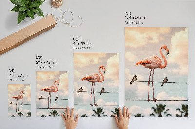 Kunstdruck leinwand Flamingo am Kabel