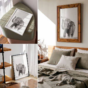 Poster auf leinwand Künstlerischer Elefant