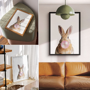 Bilder poster Hase mit Kaugummi