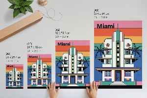 Retro plagát Art Deco v Miami