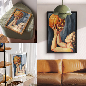 Kunstdruckposter mit Halloween-Kürbis