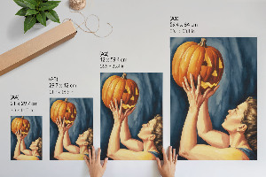 Kunstdruckposter mit Halloween-Kürbis
