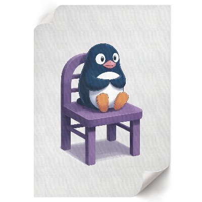 Retro poster Pinguin auf einem Stuhl