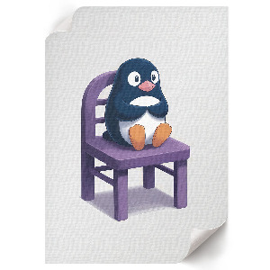 Retro poster Pinguin auf einem Stuhl