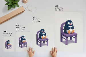 Retro-Poster mit einem Pinguin auf einem Stuhl