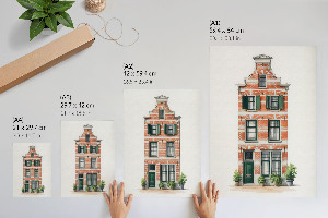 Retro-Poster mit Motiv eines Stadthauses