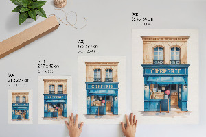 Poster auf Leinwand mit Straßencafé-Motiv