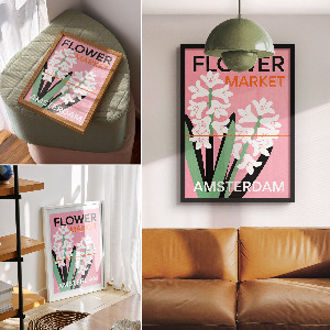 Poster Kunstdruck mit Blumenmotiv