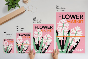Poster Kunstdruck mit Blumenmotiv