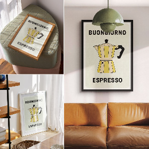 Bilderposter mit italienischem Kaffee-Motiv