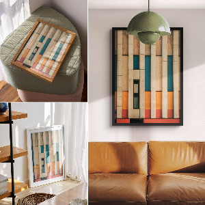 Poster-Kunstdruck mit farbenfroher Architektur