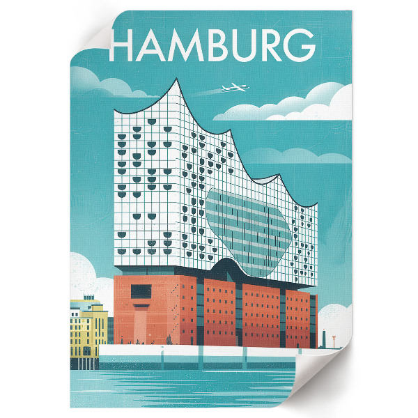 Wandposter mit Hamburg-Illustration