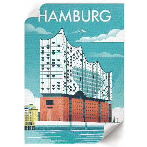 Wandposter mit Hamburg-Illustration