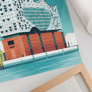 Wandposter mit Hamburg-Illustration
