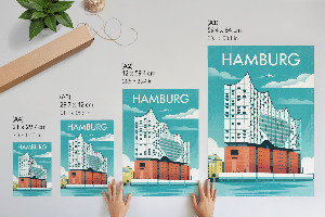 Wandposter mit Hamburg-Illustration