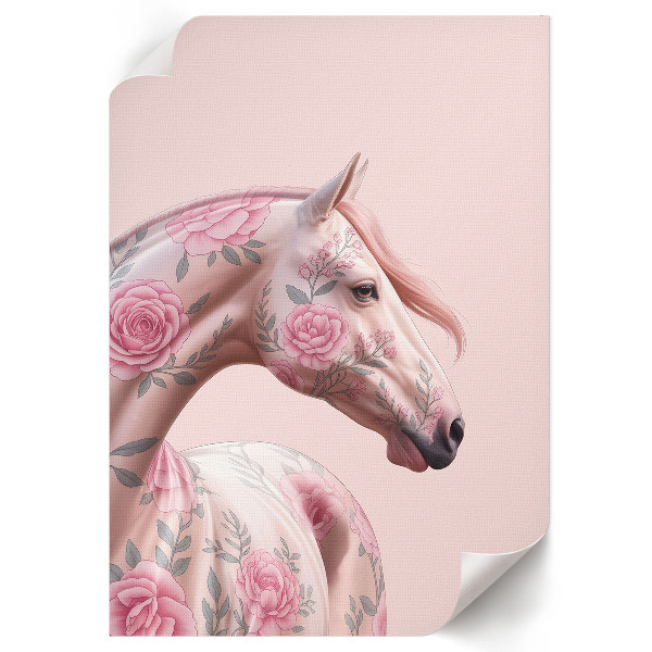 Kunstdruck Poster mit Blumenpferd