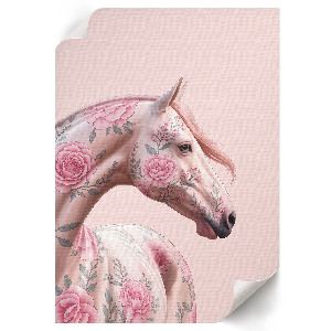 Kunstdruck Poster mit Blumenpferd