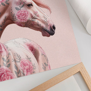 Kunstdruck Poster mit Blumenpferd