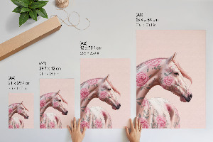 Kunstdruck Poster mit Blumenpferd
