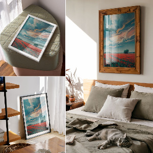 Kunstdruck auf Leinwand mit Motiv Mohnfelder