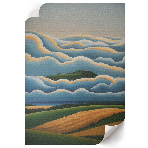Retro-Poster mit pastellfarbener Landschaft