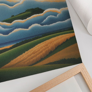 Retro-Poster mit pastellfarbener Landschaft