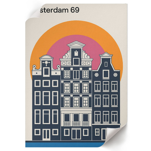 Wandposter mit Motiv der Amsterdamer Mietshäuser