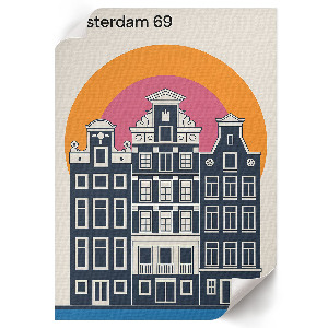 Wandposter mit Motiv der Amsterdamer Mietshäuser