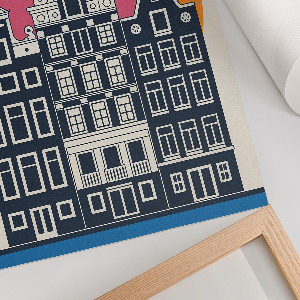 Wandposter mit Motiv der Amsterdamer Mietshäuser