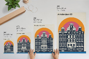 Wandposter mit Motiv der Amsterdamer Mietshäuser