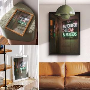 Retro-Poster mit Neon-Mojito-Motiv
