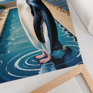 Poster mit Motiv eines Pinguins im Urlaub