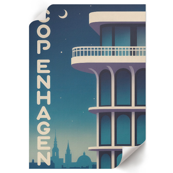 Poster auf Leinwand mit Motiv Kopenhagen bei Nacht