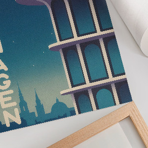 Poster auf Leinwand mit Motiv Kopenhagen bei Nacht