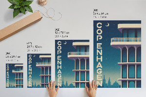 Poster auf Leinwand mit Motiv Kopenhagen bei Nacht