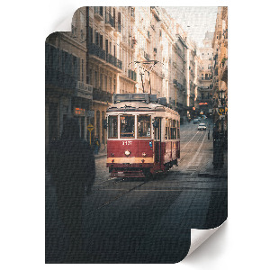 Poster mit Motiv einer Straßenbahn auf Leinwand