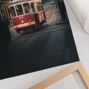 Poster mit Motiv einer Straßenbahn auf Leinwand