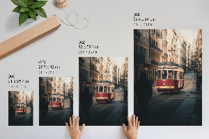 Poster mit Motiv einer Straßenbahn auf Leinwand