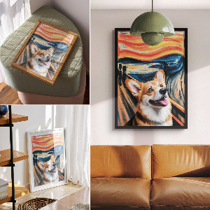Kunstdruck auf Leinwand mit Motiv „Der Schrei“ und Hund