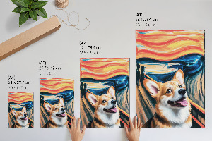 Kunstdruck auf Leinwand mit Motiv „Der Schrei“ und Hund
