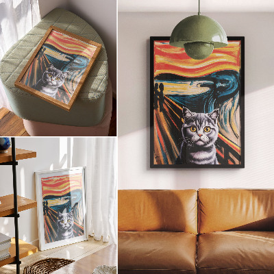 Poster auf leinwand Der Schrei und die Katze