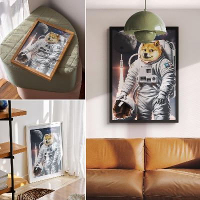 Poster kunstdruck Astronautenhund