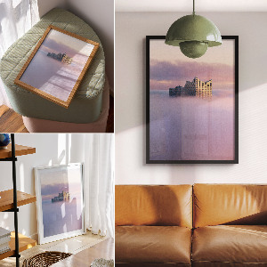 Poster Kunstdruck „Bauen in den Wolken“