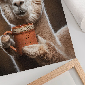 Poster auf leinwand Alpaka mit Kaffee