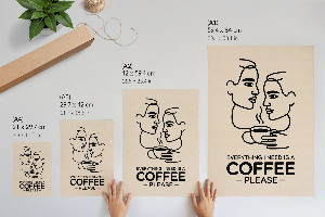 Plagát do obývačky Káva s linkovou grafikou