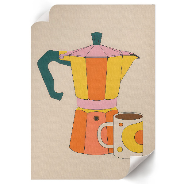 Poster auf leinwand Kaffeekanne Becher