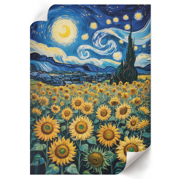 Poster kunstdruck Sterne und Sonnenblumen
