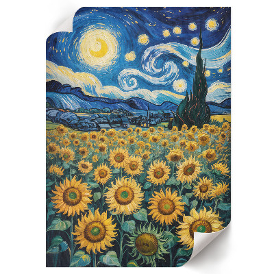 Poster kunstdruck Sterne und Sonnenblumen